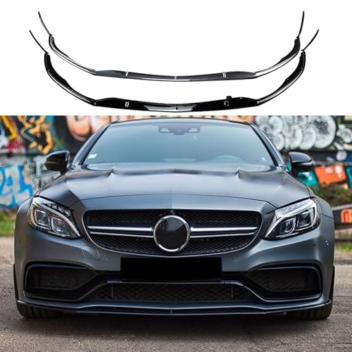 Frontlippe Spoiler für Mercedes-Benz C-Class W205 C205 S205 C63 AMG 2015-2022,Auto Frontstoßstange Splitter Lip Spoiler Frontspoiler Protector Kits,A/Black