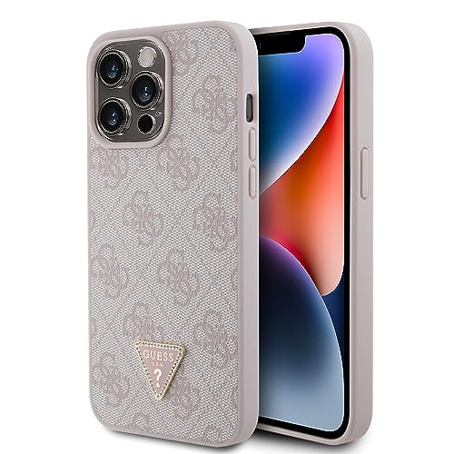 Guess GUHCP15XP4TDPP Hülle für iPhone 15 Pro Max 6.7" Rosa hardcase Leather 4G Diamond Triangle