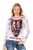 Cipo & Baxx Damen Sweater Langarm Sweatshirt Pullover Longsleeve Totenkopf Print WL287 Weiß M