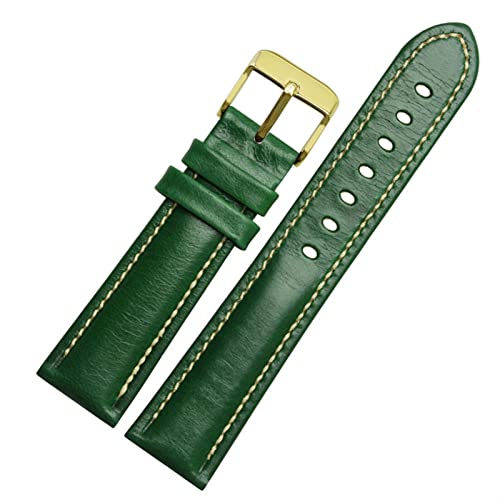 SCRUBY Für klassische Allzweck -Weave -Weave -Band -Modemarkenband 18mm 20mm 21mm 22 mm echtes Leahther Armband(Green-gold,18mm)