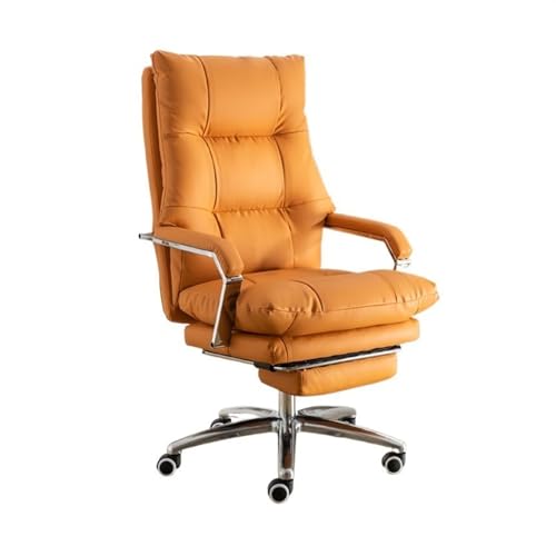 Bürostuhl Ergonomischer Luxuriöser Bürostuhl, ergonomischer Computerstuhl mit Liegefunktion, bequemer Sofastuhl for die Mittagspause, kann angehoben und gedreht werden Schreibtischstuhl(Orange)