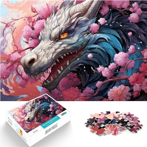 Puzzle, farbenfroher japanischer Sakura-Drache, 1000-teiliges Puzzle für Erwachsene, Holzpuzzle für anspruchsvolles Puzzlespiel und Familienspiel, 1000 Teile (50 x 75 cm)