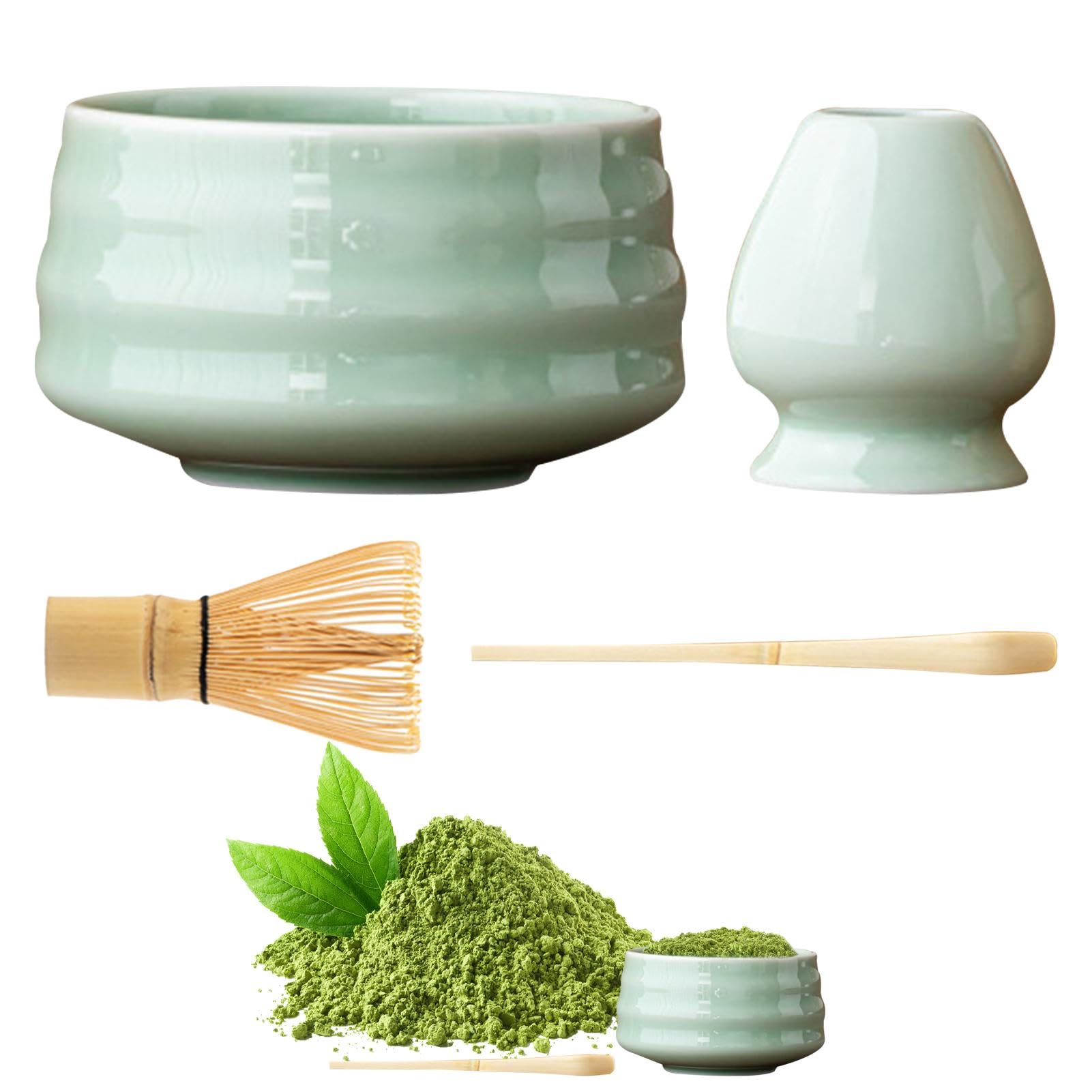 Matcha-Schneebesen-Set – Matcha-Zubehör-Set, Traditionelle Matcha-Schaufel Aus Keramik | Matcha-Tee-Zubereitungswerkzeug-Set Mit Teelöffel Und Schneebesenständer, Matcha-Tee-Schneebesen Und Schaufel F