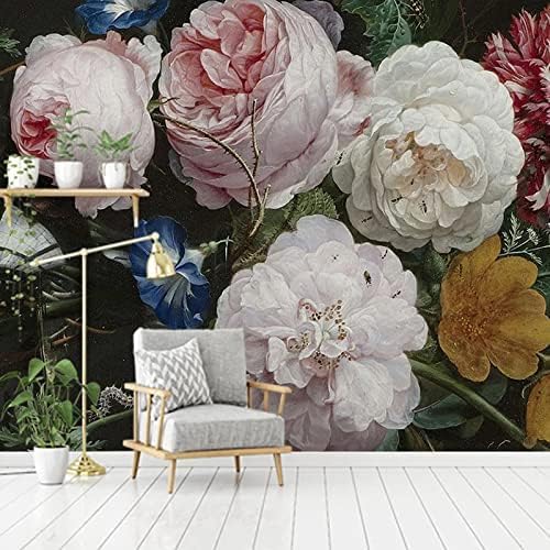 XLMING Vintage Nostalgie Blumenkunst 3D Tapeten Home Esszimmer Sofa Schlafzimmer Wohnzimmer TV Hintergrund-300cm×210cm