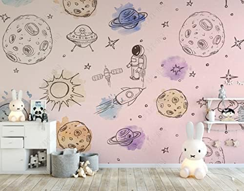 Kinderzimmer Handgemaltes Weltraumraketen-Muster 3D Tapeten Wanddekoration Fototapete Sofas Wohnzimmer Wandbild Schlafzimmer-300cm×210cm