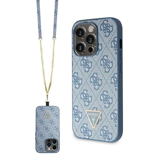 GUESS GUHCP14LP4TDSCPB Hülle für iPhone 14 Pro 6.1" Blau hardcase Crossbody 4G Metal Logo