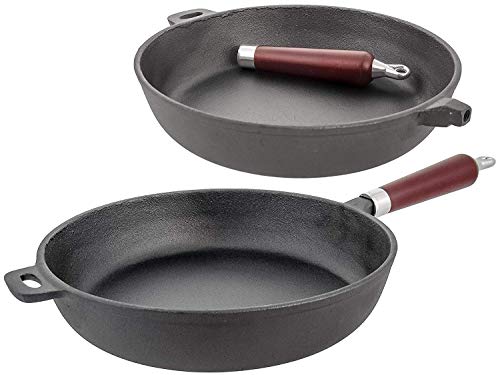 Kinghoff Hochwertige Premium-Gusseisen-Bratpfanne Master Class Non Stick mit abnehmbarem Griff. Sehr Solider, Stabiler Eisenguss (20 cm)