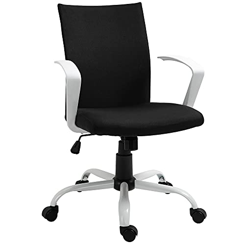 Vinsetto Bürostuhl Schreibtischstuhl Netzrückenstütze mit Wippenfunktion Kopflehne Home-Office-Stuhl höhenverstellbarer ergonomisch 360°-Drehräder Schaumstoff Nylon Schwarz 61 x 61 x 89-99 cm