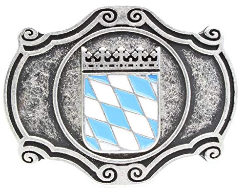 BELTINGER Gürtelschnalle Wappen Bayern 4,0 cm | Buckle Wechselschließe Gürtelschließe 40mm Massiv | Für die Tracht | Altsilber mit Emaille