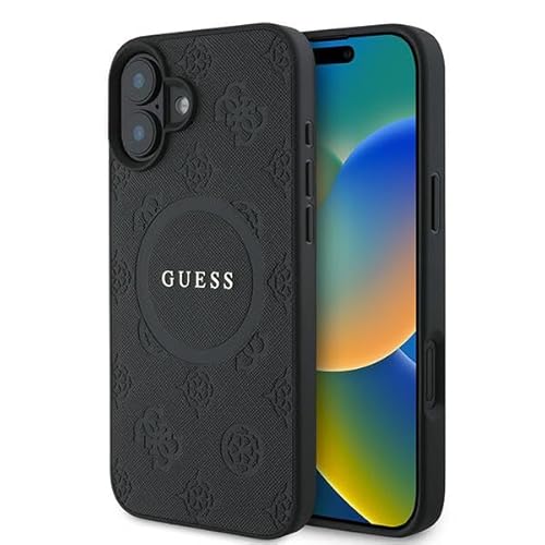 CG Mobile Guess GUHMP16MPSAPSMEK Hülle für iPhone 16 Plus 6.7" Schwarz hardcase Saffiano Peony Classic Logo