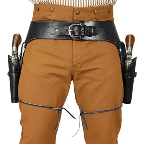 MDFCZXP Wikinger Pirat Steinschloss Holster, Steampunk Retro Taille Hängendes Leder Pistole Holster,Schwarz,25cm