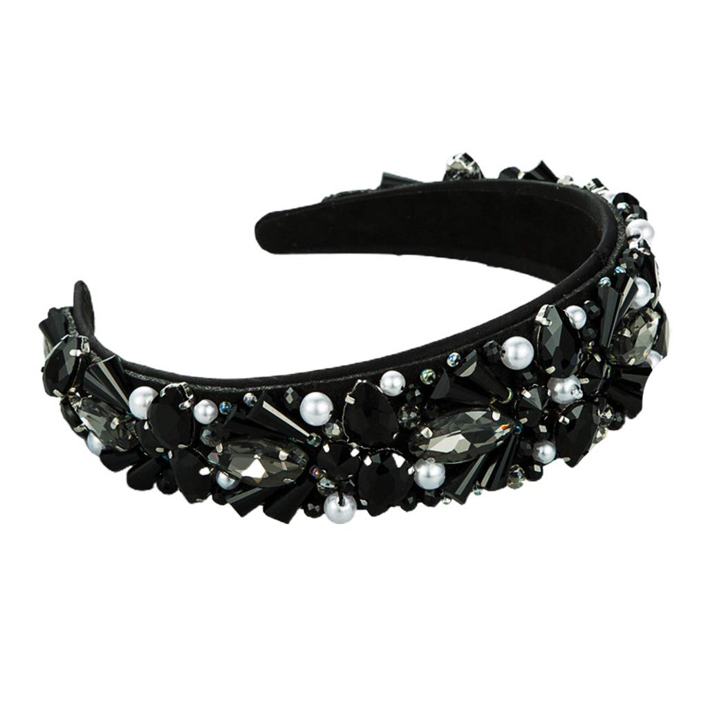 SANRLO Stirnbänder, Haarschmuck für Damen, Barock-Stil, luxuriöses Retro-Stirnband, farbige Kristallperlen, Schmuck, Haarreif, Bandana