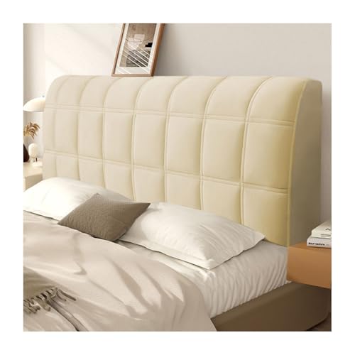 Bett Kopfteil Bezug, Stretch Kopfteilbezug Bett 180/140/160/200/180/190/200 CM, Bettkopfteil Hussen Strecken Headboard Cover, Waschbar Staubdichte Schutzhülle, Bett Kopfteil Abdeckung(Cheese Beige,Kin