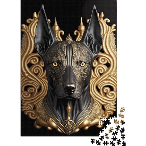 1000-teiliges Puzzle für Erwachsene und Teenager, schwarzer Hund, goldenes Art-Deco-Puzzle für Erwachsene und Teenager von Stress Reliever Staycation Kill Time, 75 x 50 cm