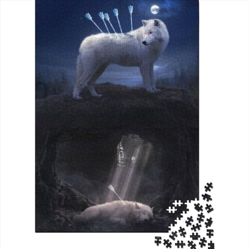 White Wolf of Art Holzpuzzle für Erwachsene und Jugendliche, 1000-teiliges Puzzle für Erwachsene und Jugendliche, Premium-Puzzle aus Holz (Größe 75 x 50 cm)