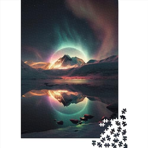 Aurora Borealis Mountains Puzzle für Erwachsene und Jugendliche, 1000 Teile, Holzpuzzle für Erwachsene, Puzzlespielzeug, nachhaltiges Puzzle für Erwachsene (Größe: 75 x 50 cm)