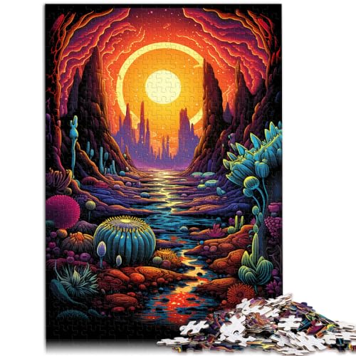 Puzzle, Lernspiele, Psychedelische Wüste unter Sonnenuntergang, für Erwachsene, 1000-teiliges Puzzle, Holzpuzzle, tolle Geschenke für Weihnachten, 1000 Teile (50 x 75 cm)