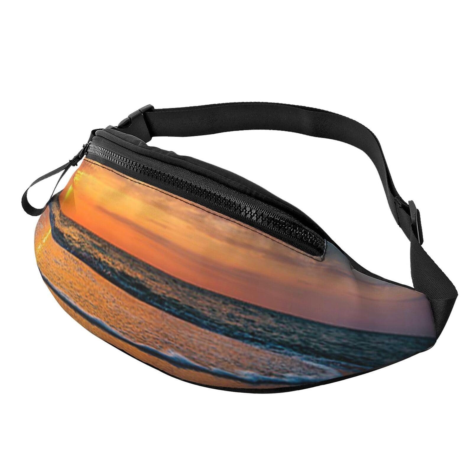 HSJFS 3D-Wand-Gürteltasche, Unterwasserwelt, Fisch-Druck, verstellbare Hüfttasche, lässige Brusttasche, Beach Wave Sonnenuntergang, Einheitsgröße