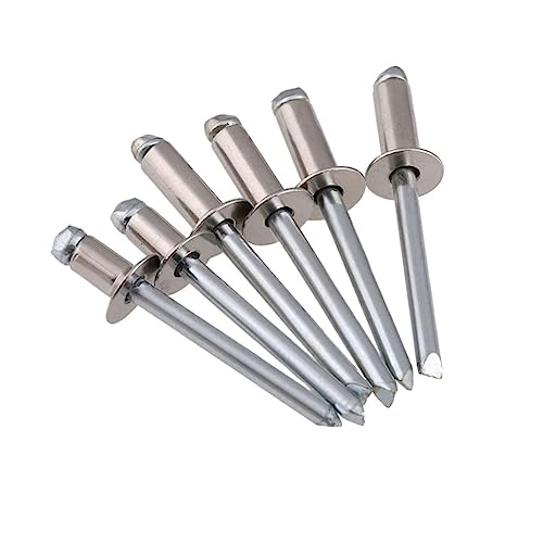 Aluminium Blindniet,FlanscheKlappnieten, 100 PCS 304 Edelstahl offenes Ende flache Senkkopf Pop Blindnieten 6mm(16mm)