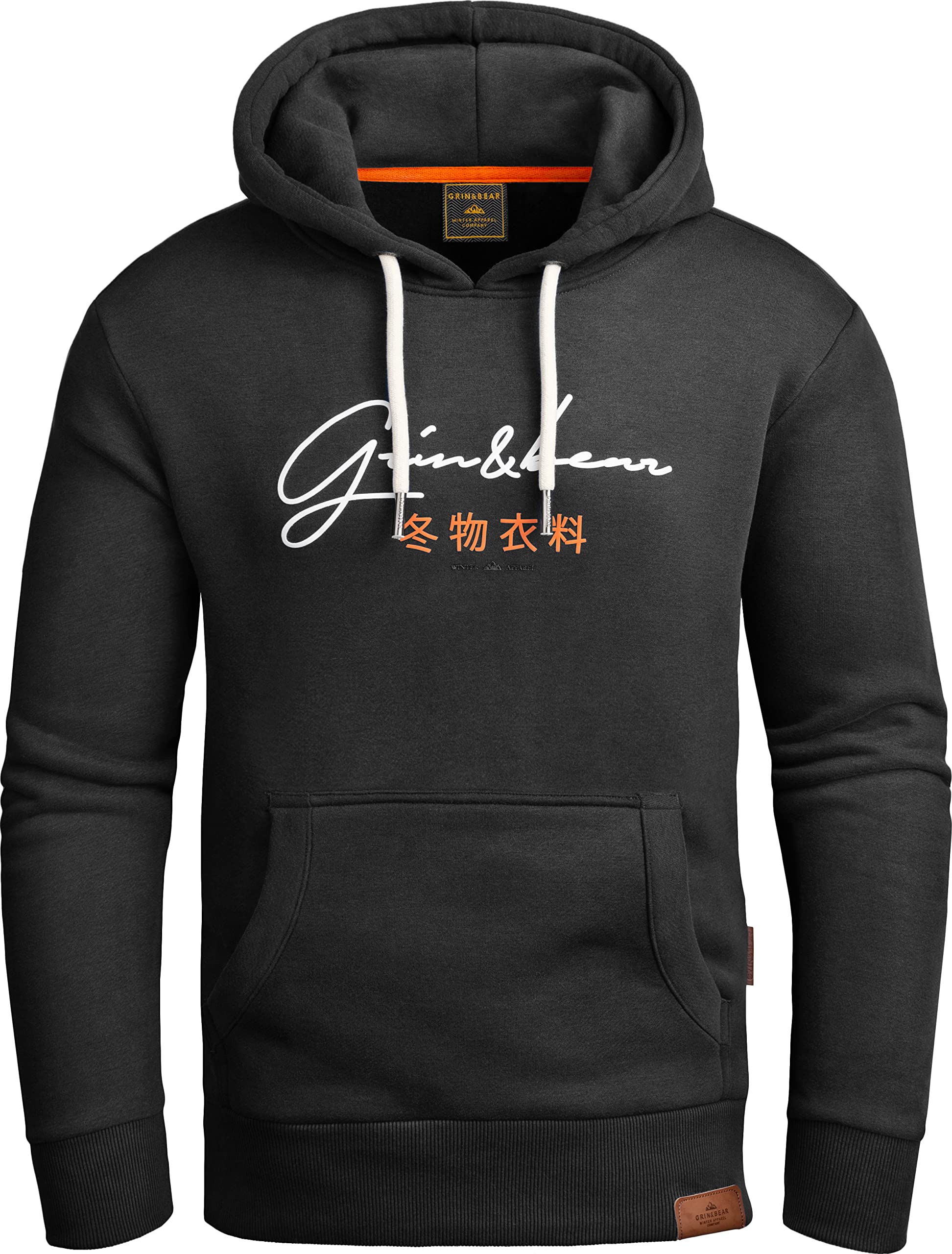 Grin&Bear Hoodie Herren Sweatshirt GEC703 Schwarz M