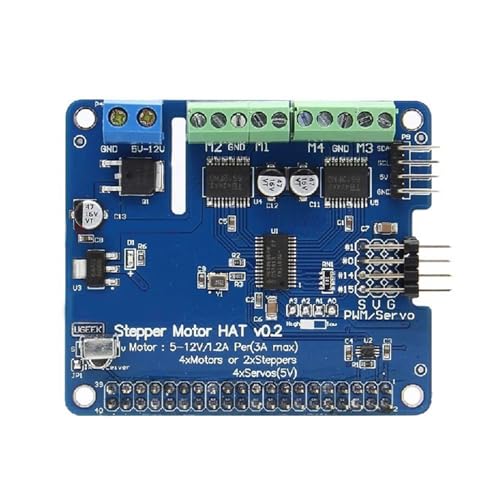 Mllepjdh Roboter Erweiterungsplatine Servomotor Treibermodul V2 Schrittmotor HAT 5V-12V Servotreiberplatinenmodul I2C Für Raspberry Für RPI 4B/3B