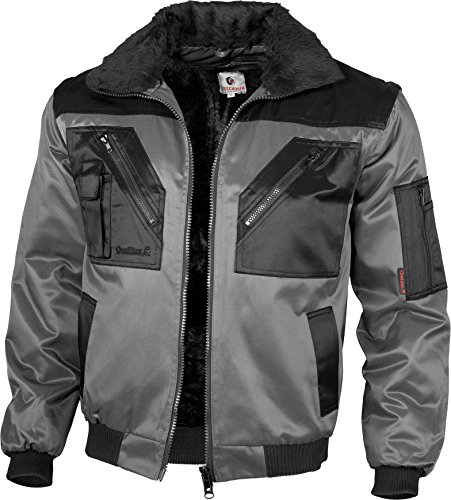 Qualitex - Pilotenjacke 4 in 1 - Kragen und Ärmel abtrennbar - mehrere Farben, GRAU/SCHWARZ, 3XL