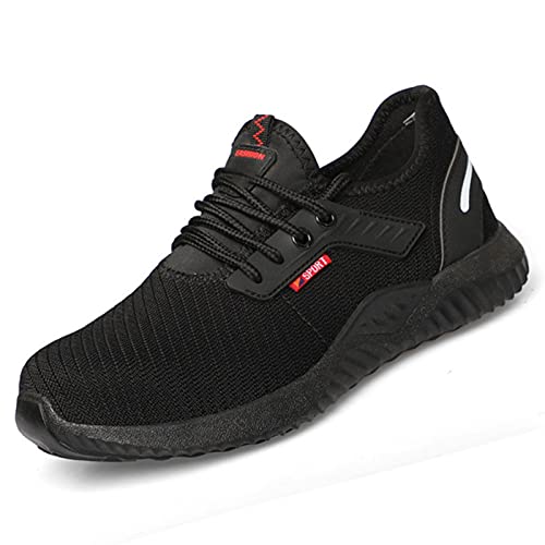 fayengan Arbeitsschuhe Herren Sicherheitsschuhe Herren Damen Leicht Sportlich Mit Stahlkappe Schuhe (Color : Black, Size : 41)