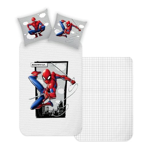 JACK Renforcé Wende Bettwäsche 2 TLG. 135x200cm Spider-Man Marvel Disney Super Hero Grau Rot Reißverschluss