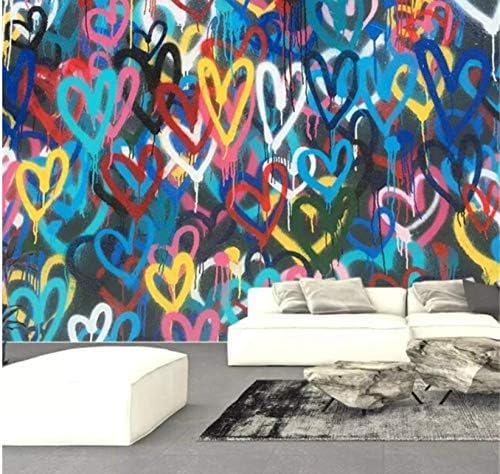 XLMING Aquarell Love Shapes Doodle 3D Tapeten Home Esszimmer Sofa Schlafzimmer Wohnzimmer TV Hintergrund-300cm×210cm