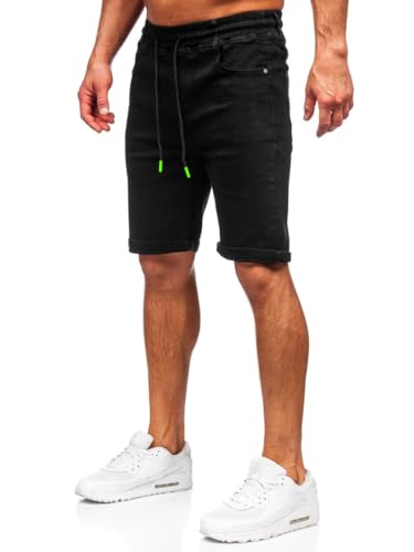 BOLF Herren Jeans Shorts Kurze Jeanshose Stretch Denim Bermudas Kurze Hose Cargo Cargoshorts Used Look Baumwolle Sommer Freizeithose Slim Fit 8109 Schwarz S [7G7]