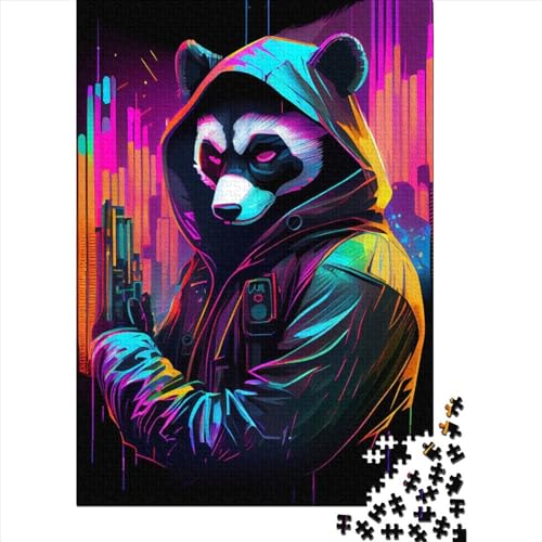 Neon-Panda-Puzzle, 1000 Teile, Puzzle für Erwachsene und Teenager, Puzzle für Erwachsene und Teenager, lustige Familienpuzzles für Erwachsene, 75 x 50 cm