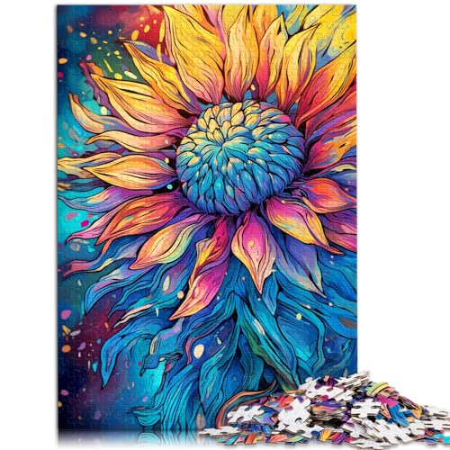 Puzzlespiel Psychedelische bunte Sonnenblumen Puzzles für Erwachsene 1000 Puzzlespielzeug Holzpuzzle 1000 Teile (50 x 75 cm)