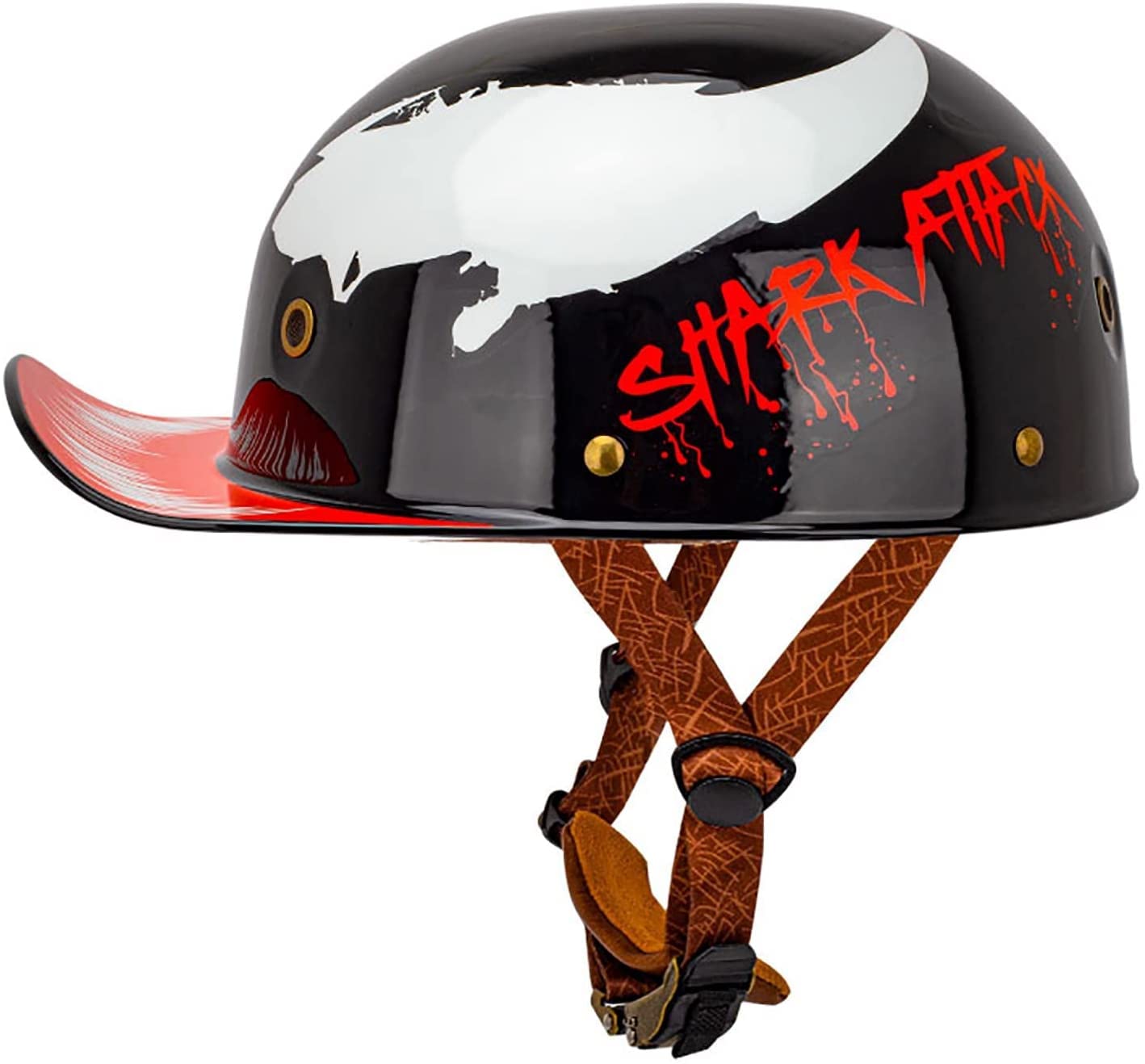 Motorrad Brain-Cap · Retro Motorrad Halbhelme Herren Halbschale Jet-Helm Scooter-Helm Mofa-Helm Vintage Offenem Helm Für Chopper Biker Moped DOT ECE Zertifizierter (Color : D, Größe : M=57-58cm)