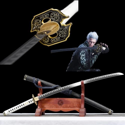 MAUXpIAO sword 104 cm Devil May Cry 5 Virgil Anime Cosplay Sword/Sharp/Warrior Yamato Sword/Dante Rebellion, Katana Sword Real, Fully Handmade Top Katana Sword schwerter