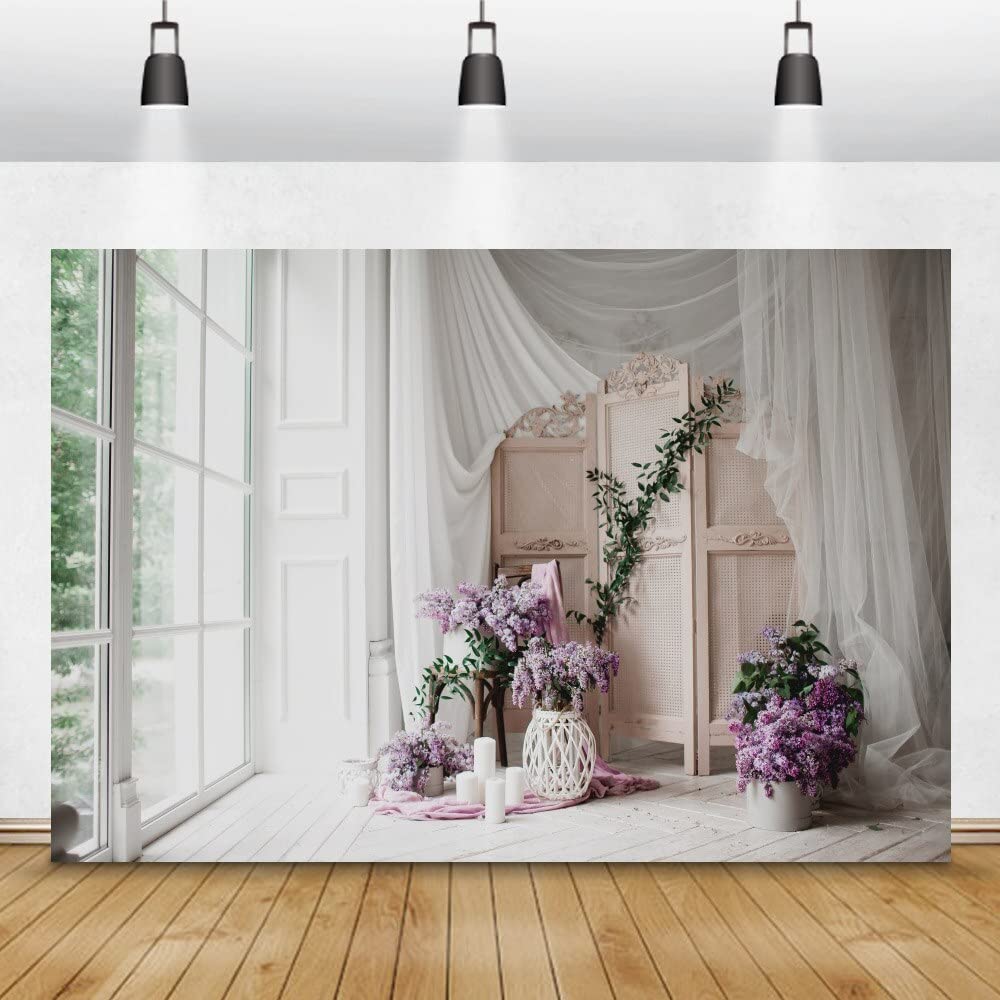 Schicke Wand Wohnzimmer Lavendel Blume Fenster Bildschirm Vorhang Baum Fotografie Hintergrund Foto Hintergrund Für Foto Studio240X180cm