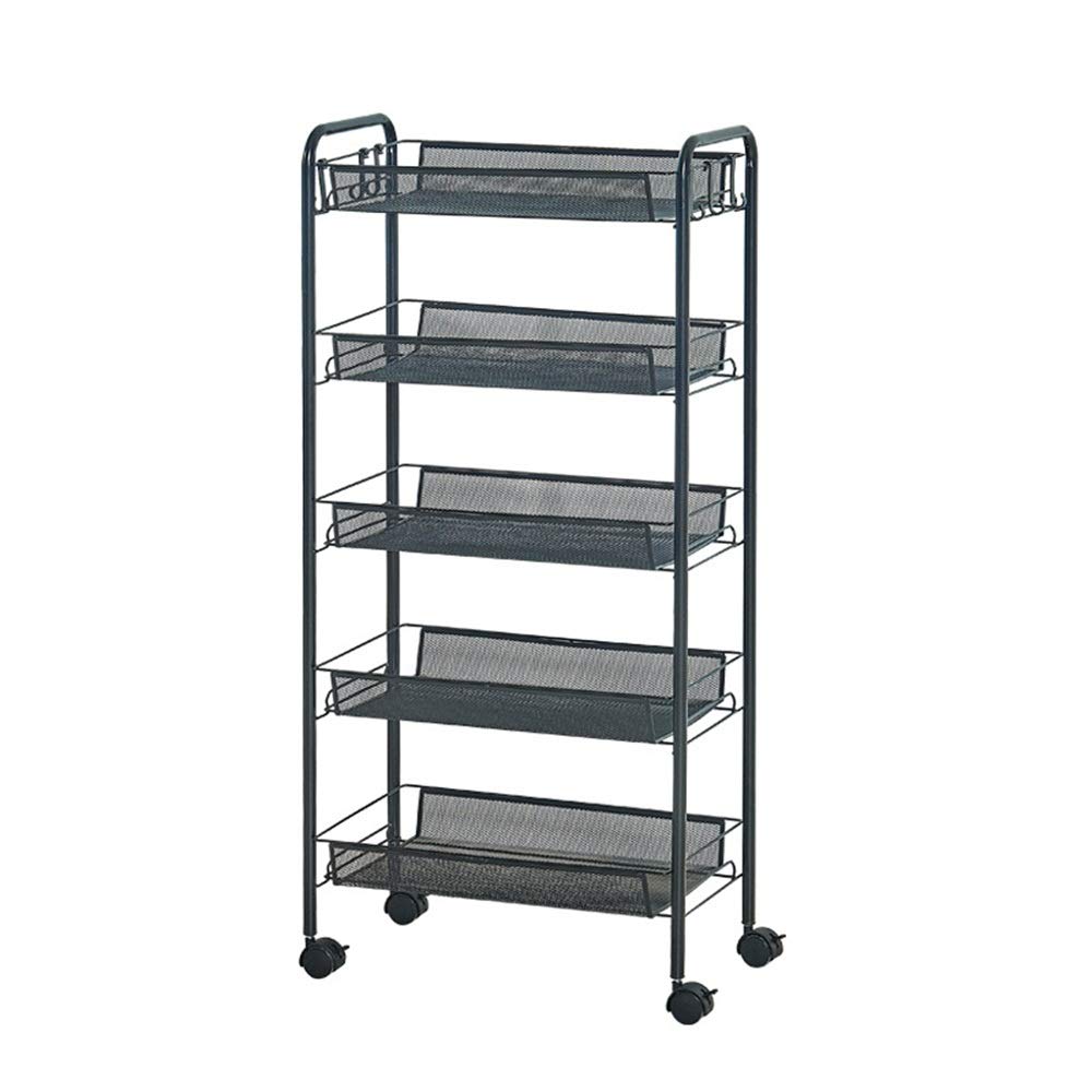 LASTRAN Trolley Organizer Trolley mit Easy-Glide Räder und 5 Metallgitterkorbregale Tragbarer Rollender Wäschewagen Geeignet für Küche Badezimmer Waschküche