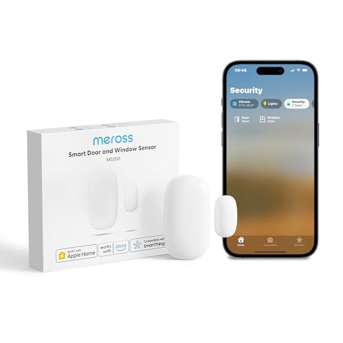 Meross Smart Door & Window Sensor, meross Hub Required, Mini Door Detector Compatible with meross HomeKit, Alexa, SmartThings, 2.4GHz WiFi Sensor Einbruchalarm