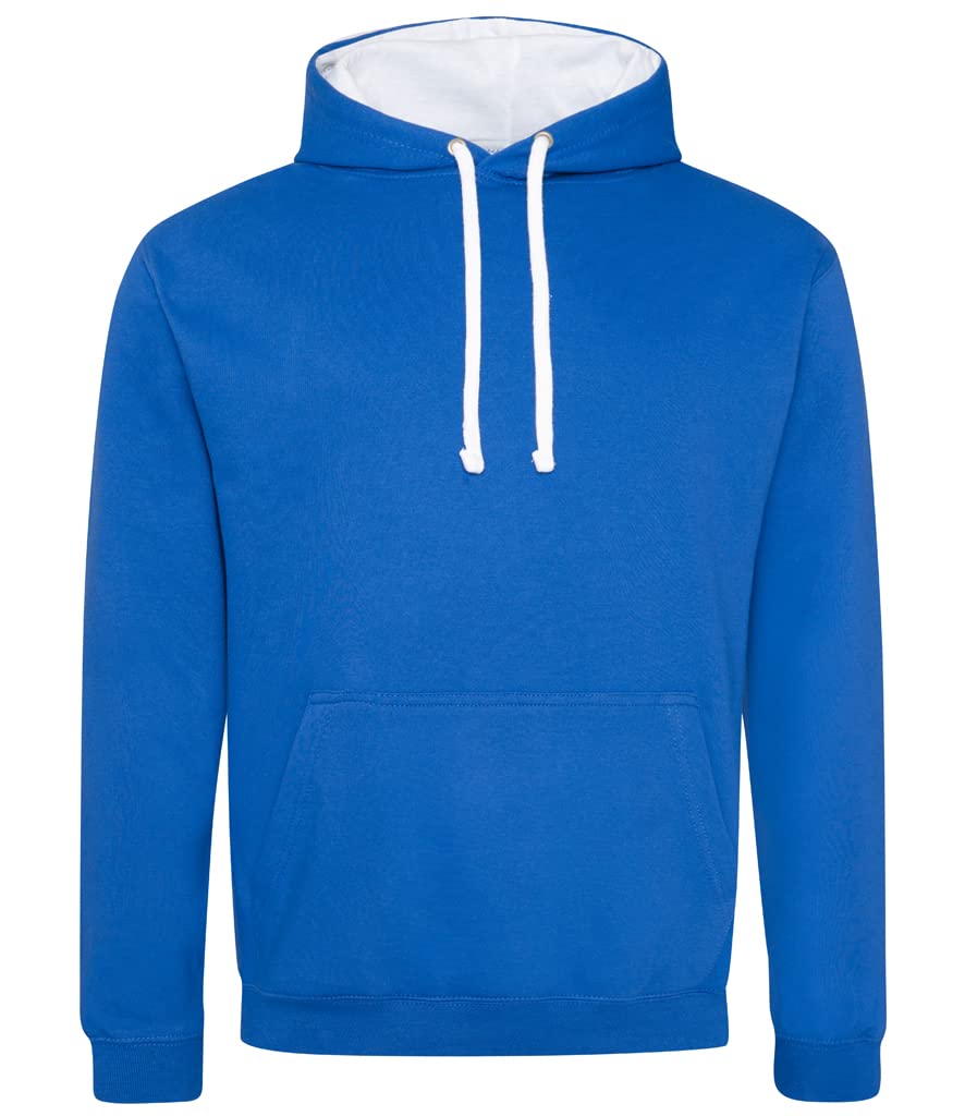 AWDis Herren Varsity Hoodie Kapuzenpullover, Mehrfarbig (Royal Blue/Arctic White), XL