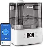 LEVOIT 6L Luftbefeuchter Top-Fill Humidifier Wlan 28dB mit APP & Alexa Steuerung, Auto & Schlafmodus, Ultra Leise 60H Ultraschall Raumluftbefeuchter mit Kinderzimmer Schlafzimmer bis 47m², Grau