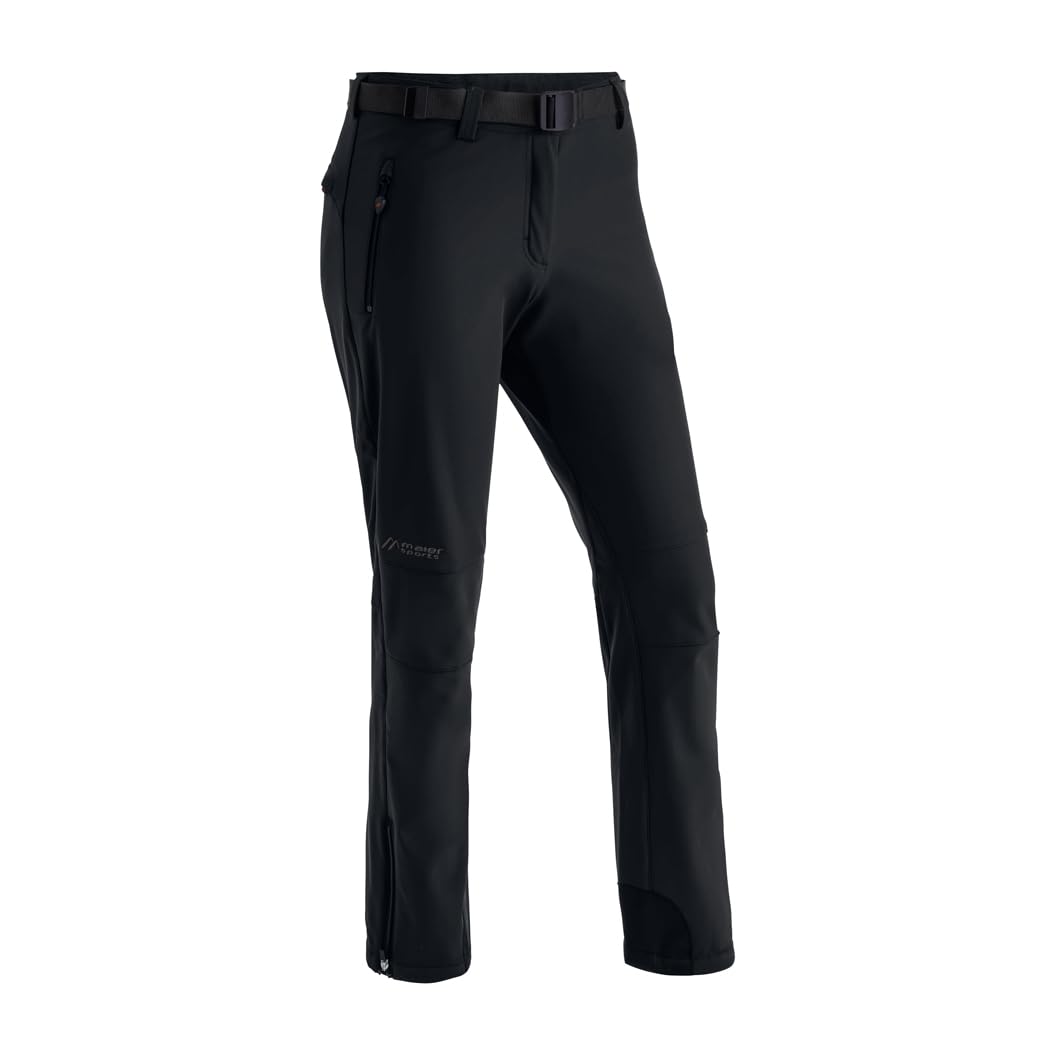 Maier Sports Tech Pants W, Warme Damen Wanderhose, Wasserabweisende Softshell-Outdoorhose für Trekking und Hiking, PFC-frei, mSTRETCH pro 2 & stormprotec-Technologie, Schwarz, 19 (W29/L29)