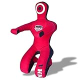 MMA Grappling Dummies,Punching Dummy für Erwachsene und Jugendliche,Boxdummy für brasilianische Jujitsu Gi, MMA, Judo, Karate,ungefüllt, 1.5 m sitzender Wrestling-Trainingsdummy (1.5 m, 150 cm, rot)