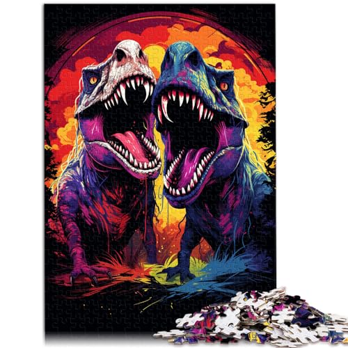 Puzzles, Geschenke, Spielzeug, Tyrannosaurus Rex beißt Sich gegenseitig, Puzzle 1000 Teile, Holzpuzzle, Mitmach-Spiel, tolles Geschenk für die ganze Familie (50 x 75 cm)