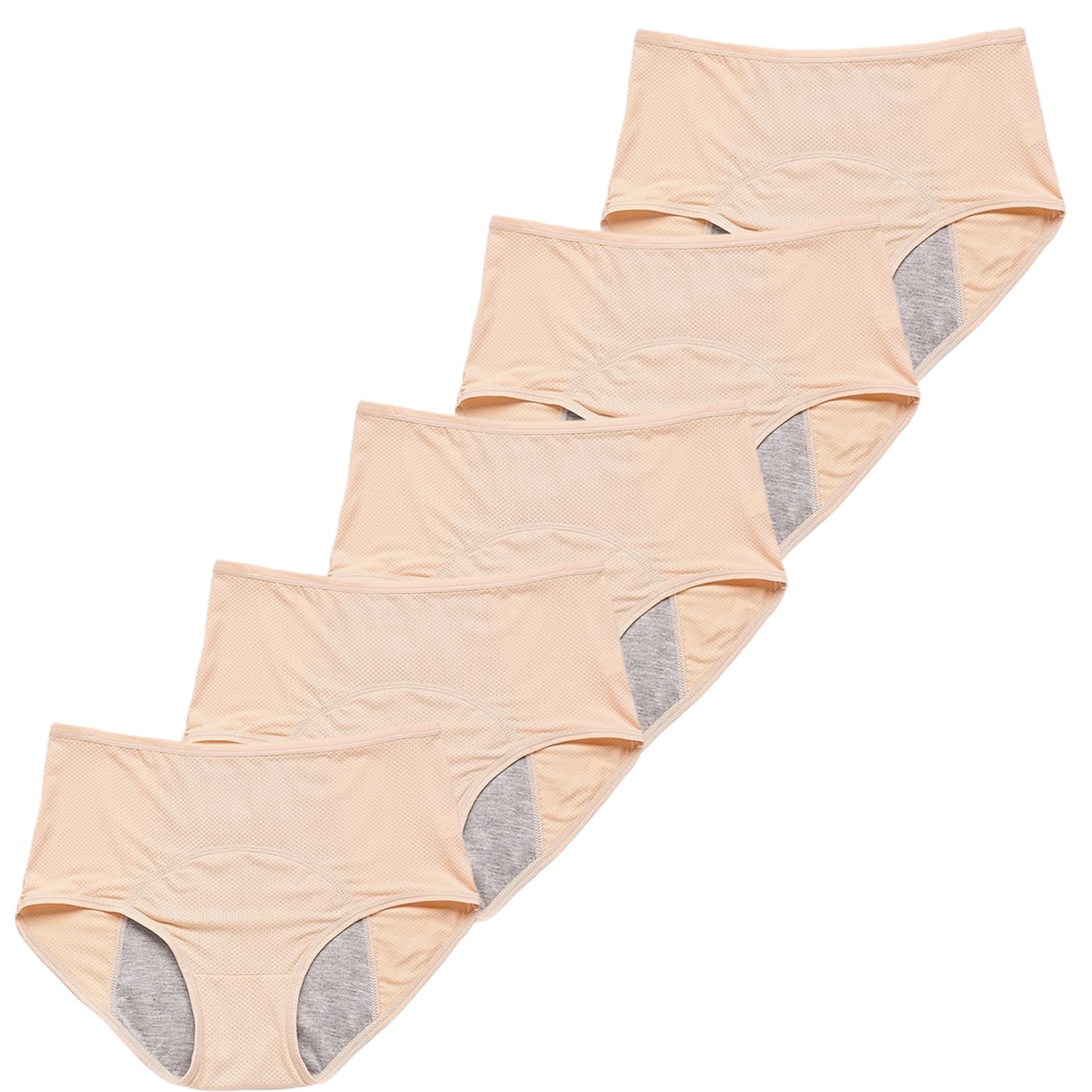 Auslaufsichere Unterwäsche Damen Inkontinenz,5er Pack Damen Periodenhose Damen Bequeme Atmungsaktiv Hipster Pantys Weich Frauen Unterwäsche (B 7XL)