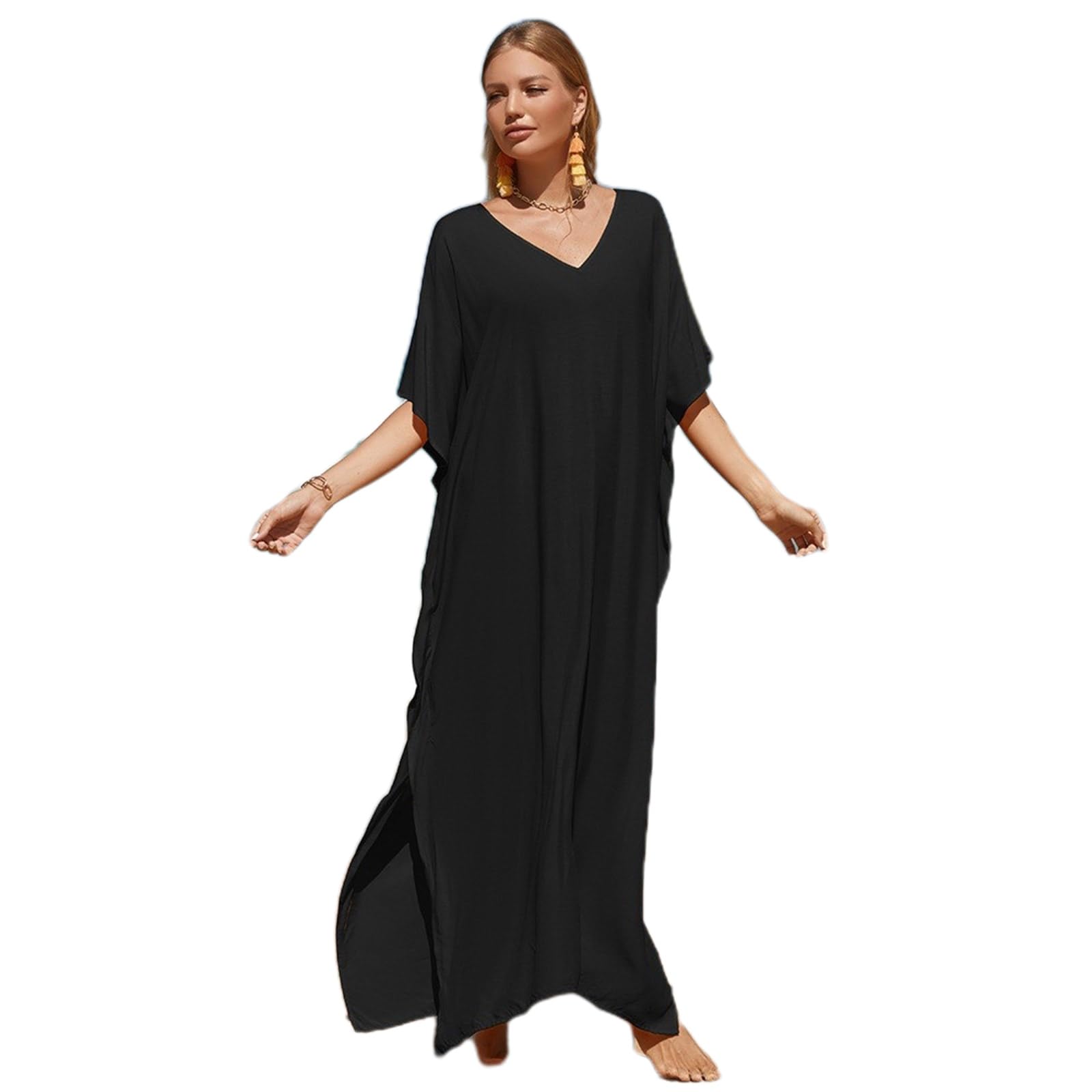 Meiliyizu Kaftan-Kleid für Damen, volle Länge, Badeanzug, Kaftan, Strandkleid