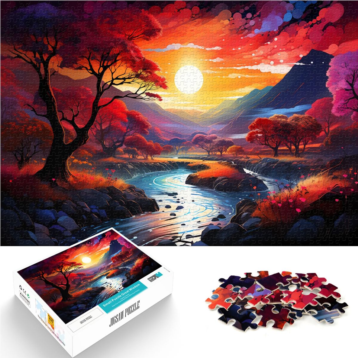 Puzzlespiel „Japanische Bunte Flüsse“, 1000 extragroße Teile, Holzpuzzle, anspruchsvoll, Aber unterhaltsam und humorvoll, 1000 Teile (50 x 75 cm)