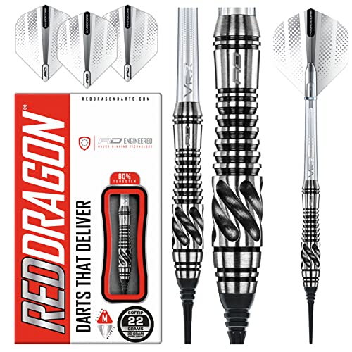 RED DRAGON Askari 20g Fassgewicht, 22g Gesamtgewicht Softip Tungsten Darts mit Flights und Schäfte