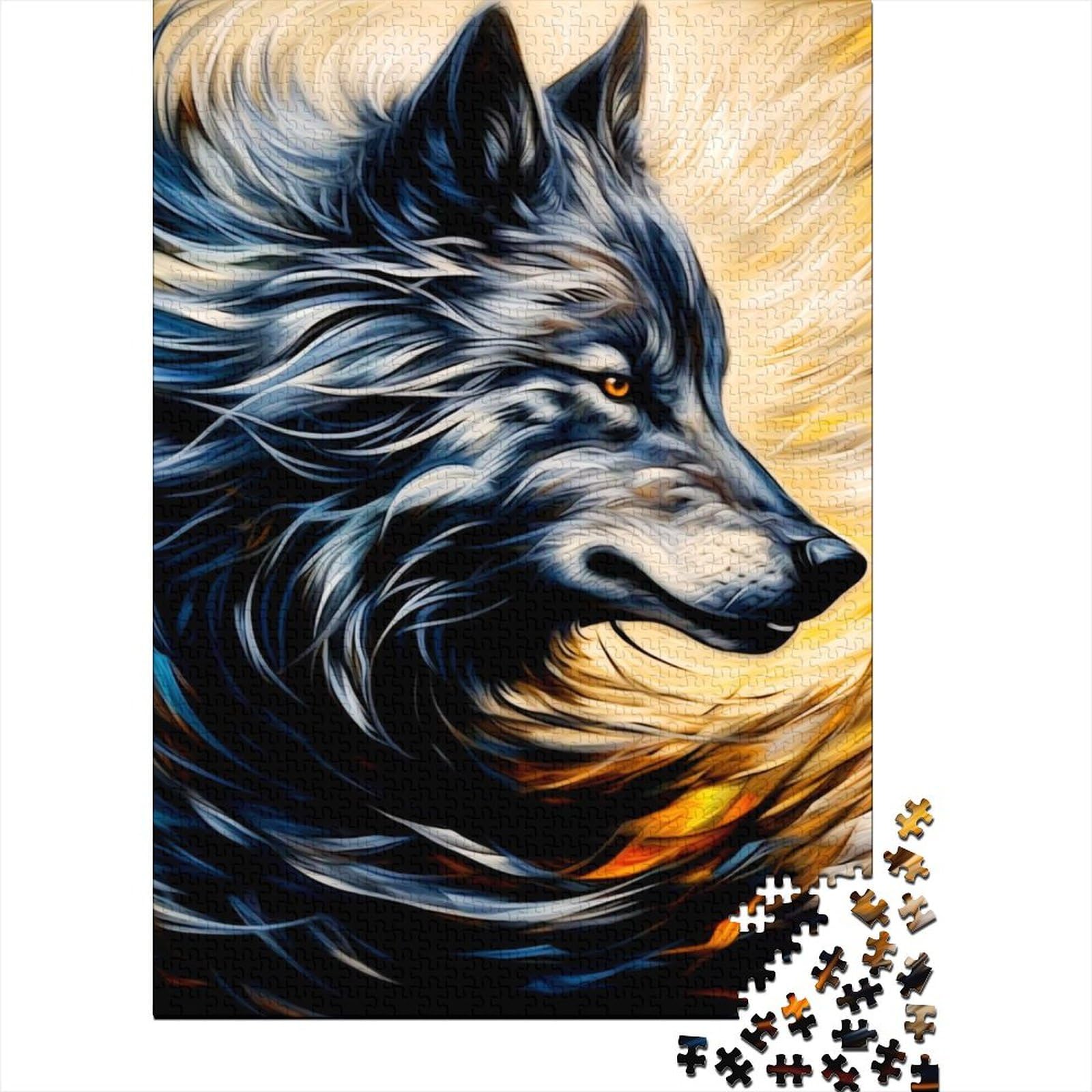 Wolf-Puzzle 1000 Teile für Erwachsene und Jugendliche von Wooden Jigsaw Puzzles for Adults Puzzle Fun Family Puzzles for Adults 75x50cm