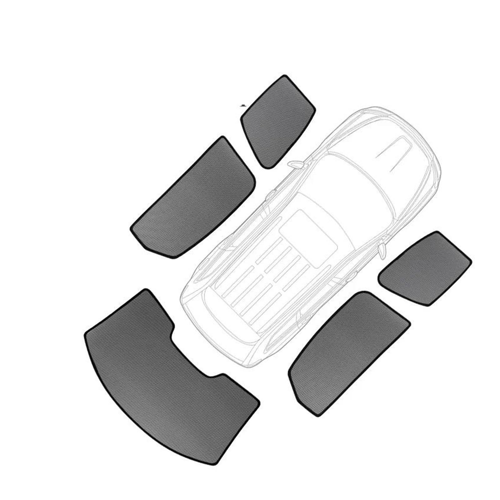 Auto-Sonnenschirm Für VW Für Touran 2016 2017 2018 2019 2020 2021-2024 Magnetischer Autosonnenschutz Frontscheibenvorhang Heckscheibenvorhang Sonnenschutzschild Frontscheibenabdeckung(5pcs)