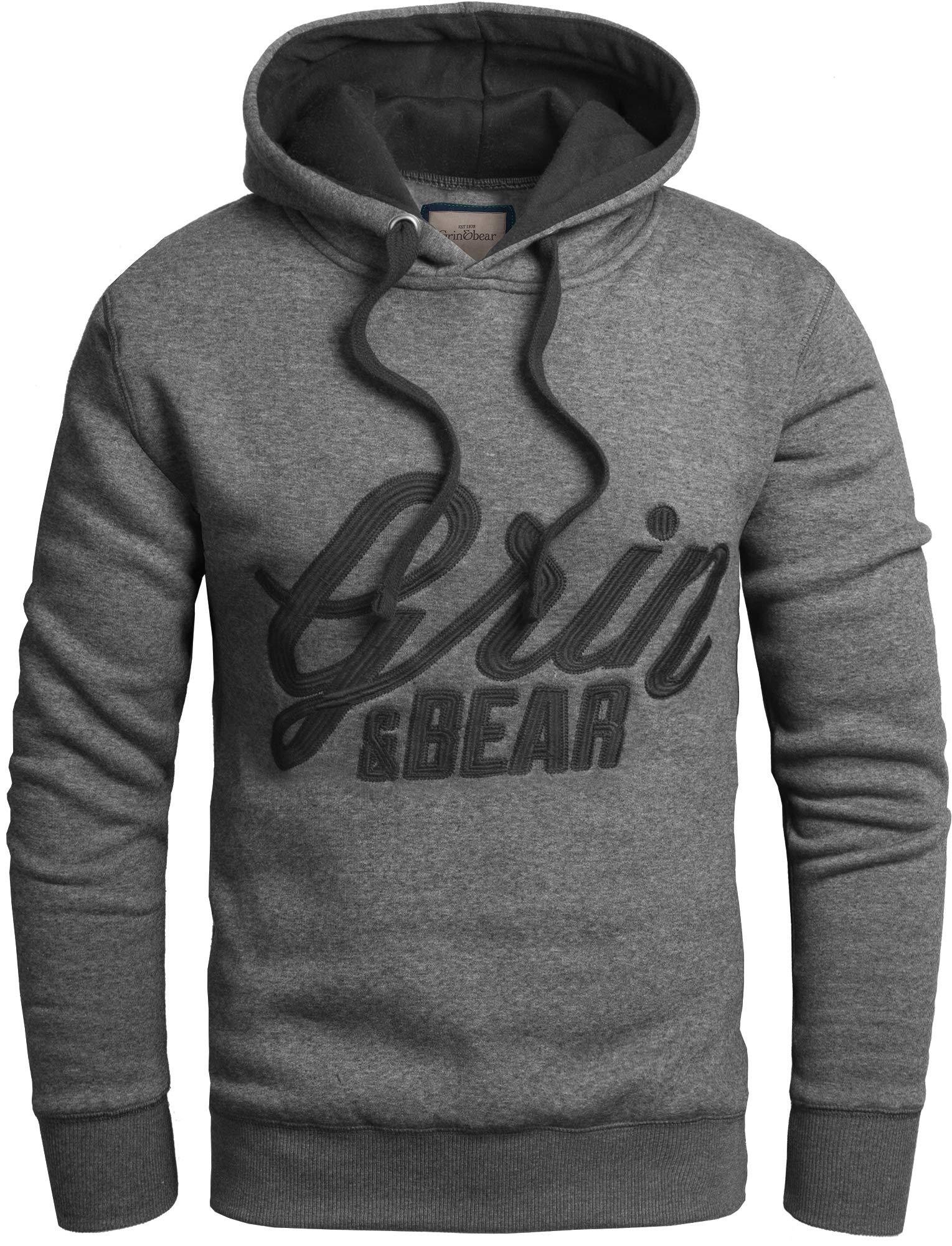 Grin&Bear Slim fit Signatur Logo Jacke Kapuze Hoodie Sweatshirt Kapuzenpullover, anthrazit, XXL, GEC469