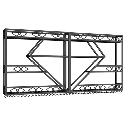 Hängende industrielle runde Weinregale, An der Wand montiertes Weinregal mit LED-Licht, schwebende 3-stufige Spirituosenregale, Flaschen- und Glashalter, Aufbewahrungsorganizer for Küche, Zuhause, Bar